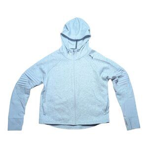 PUMA Light Gray Zip-Up Hooded Performance Athletic Jacket Large